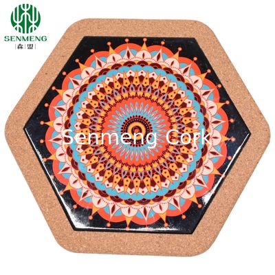 Buy Natural Eco-Friendly Hexagon Custom Logo Ceramic Cork Trivets online manufacture
