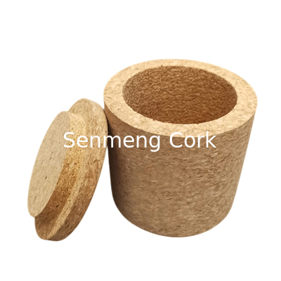Dia. 8cm Cork Storage Box Cylindrical Round Shaped With Cork Lid