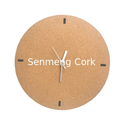Round Simple Cork Wall Clock Silent Quartz Movement Battery Operated 12