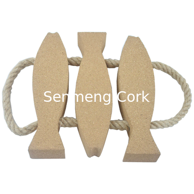 Durable Decorative Cork Fish Trivet Heat Insulalation