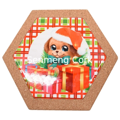Hexagonal Natural Cork Placemats Heat-proof Pads Antiwear PROP65