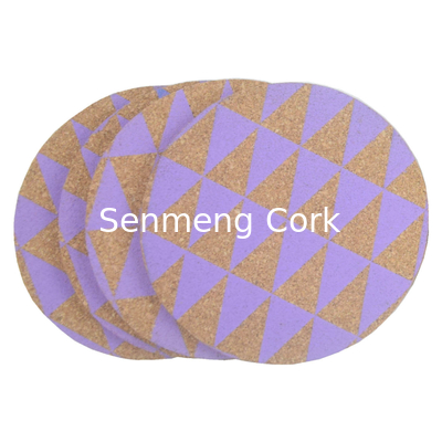 Colorful Odorless 4 Inch Round Cork Coasters BSCI Naturally Absorbent Coasters