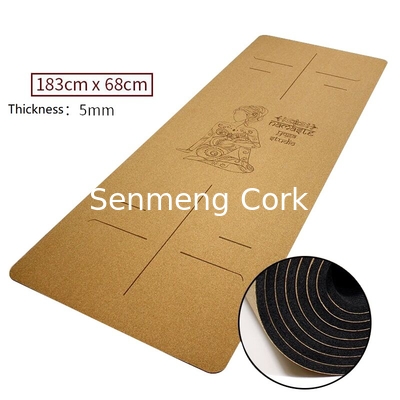 UV Printed Widen Cork Yoga Mat Sustainable 68cm For Pilates