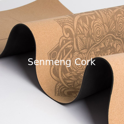 Yuelin 183x61x0.5cm Printed Yoga Cork Mats Non Slip Biodegradable