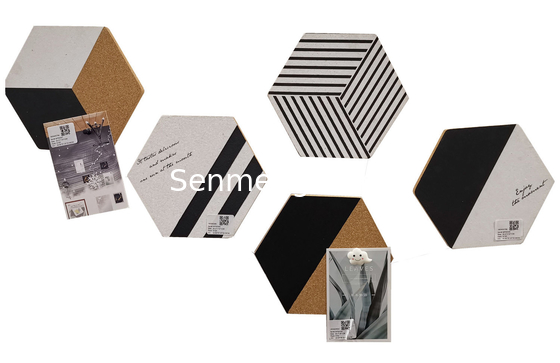 500pcs Painted Cork Board Hexagon Tiles Black White Eco Friendly