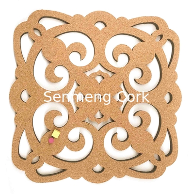 Durable Hollow Carved Decorative Cork Boards 12''X12'' Waterproof