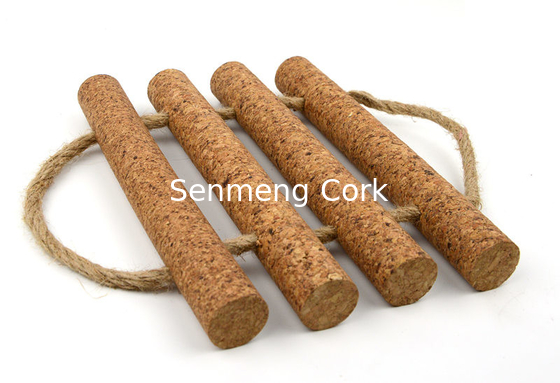 30x26x3cm ODM Cork Placemats For Dining Table Natural Raft Trivet With Rope Handles
