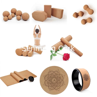 Sweat Absorption Yoga Cork Block Yoga Roller Massage Ball Mat Wheel