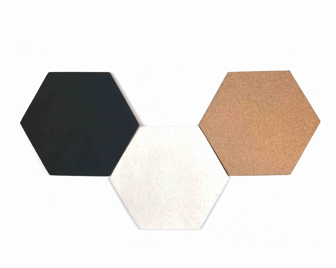 3 Pack Hexagon Cork Board Wall Tiles Durability White And Black 0